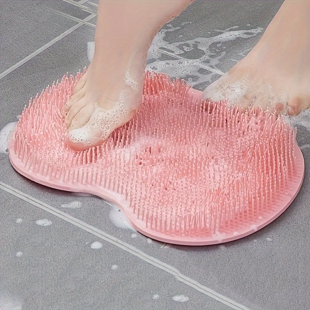 2-in-1 Shower Foot & Back Scrubber Mat – Wall Mounted Silicone Body Scrubber with Strong Suction Cups, Hands-Free Exfoliating Pad for Bathroom, Non-Slip Foot Cleaner & Back Washer